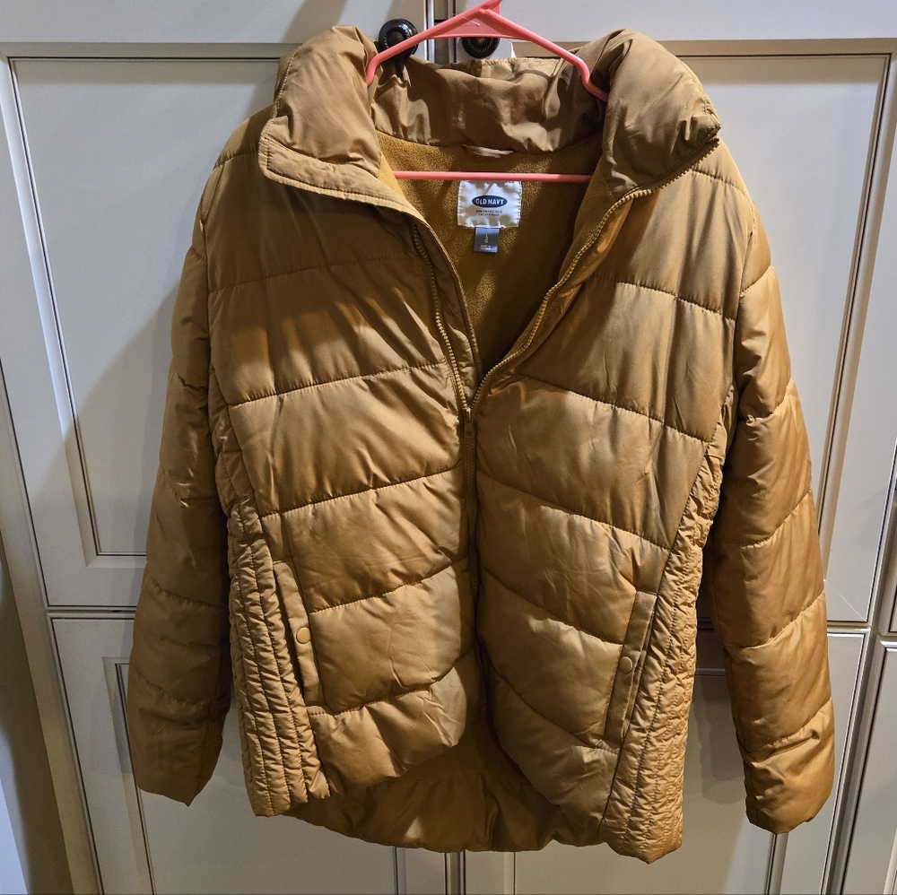 Old Navy Puffer Coat Size L Mustard - Picture 5 of 6